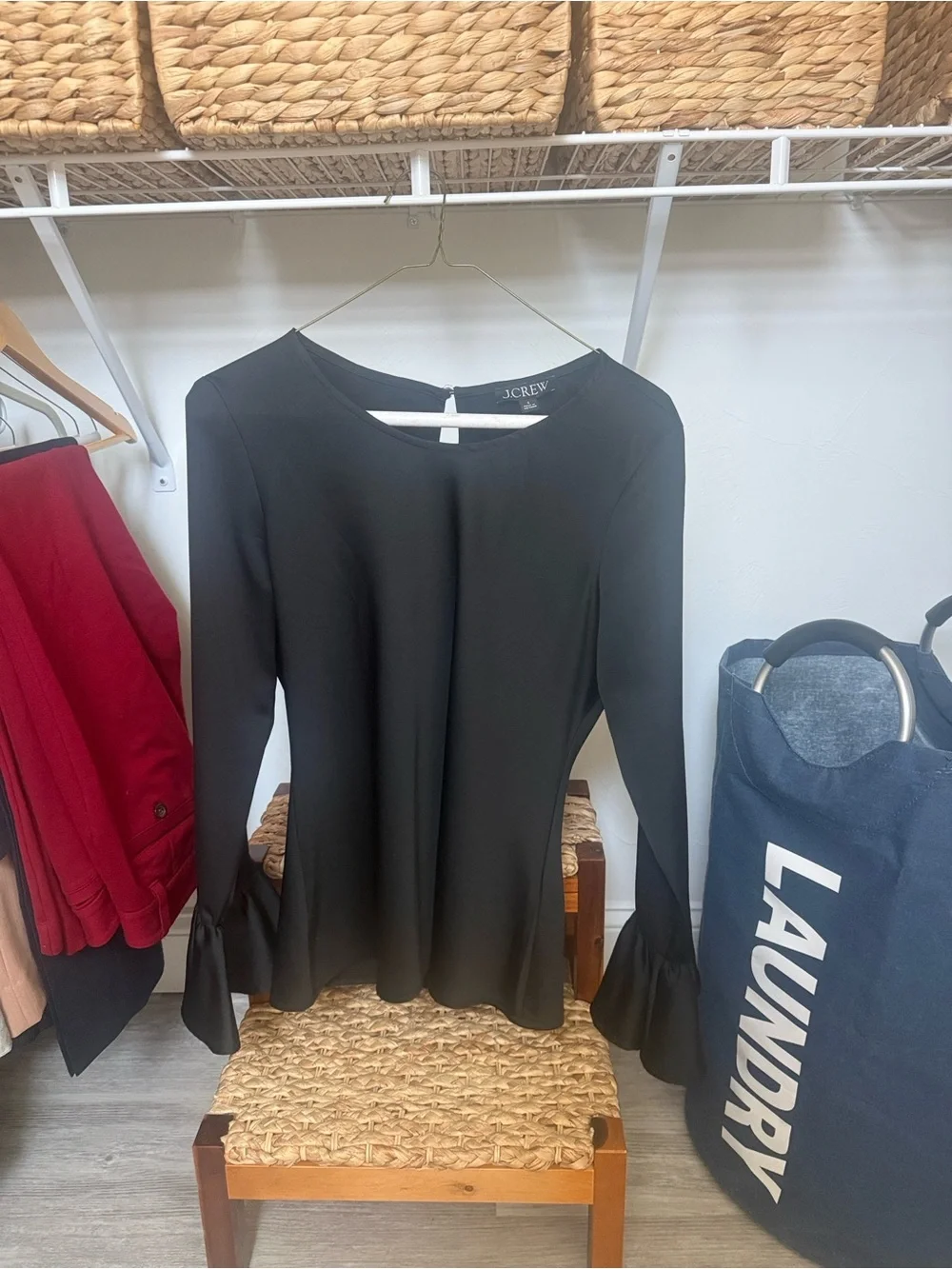 J. Crew Black Bell Sleeve Top